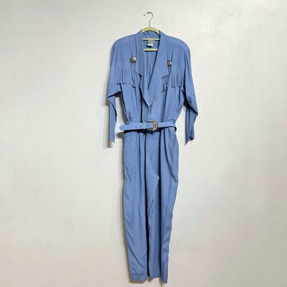 Rabbit Rabbit Rabbit Chambray Vintage Fringe Jumpsuit Sz M - Picture 2 of 12